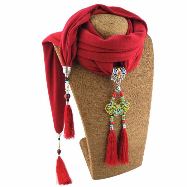 pendant necklaces clearance sale decorated with bead scarf necklace long shawls women pandants ethnic bohemian tassel charm jewelry, Silver 
pendant necklaces clearance sale decorated with bead scarf necklace long shawls women pandants ethnic bohemian tassel charm jewelry, Silver