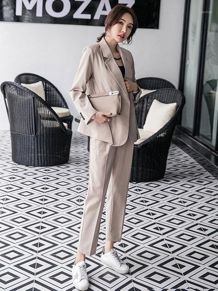 womens casual formal suits work pant suits 2 piece sets khaki blazer jacket elastic waist pants lady suit outfits spring1, White;black
womens casual formal suits work pant suits 2 piece sets khaki blazer jacket elastic waist pants lady suit outfits spring1, White;black