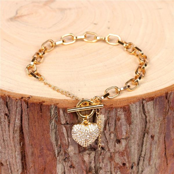 eyika personality heart pendant bracelet with copper buckle cable chain little bee bangle for women cubic zirconia gold jewelry, Golden;silver
eyika personality heart pendant bracelet with copper buckle cable chain little bee bangle for women cubic zirconia gold jewelry, Golden;silver