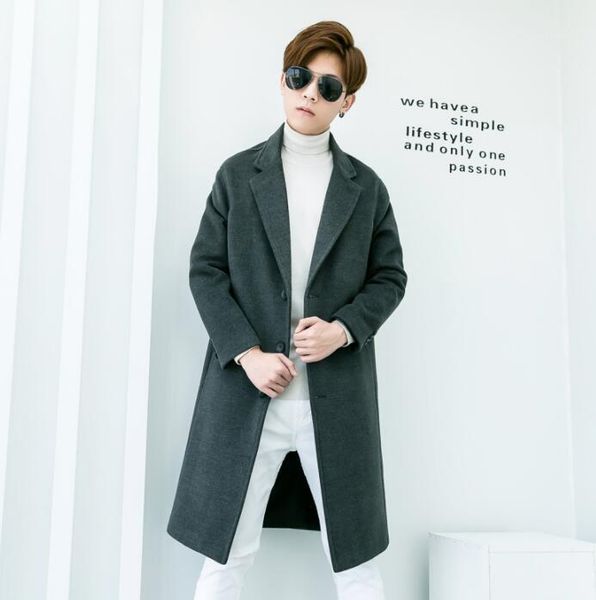 men's wool & blends single-breasted woolen coat men trench long sleeves youth single breasted overcoat mens cashmere loose clothes s -, Black
men's wool & blends single-breasted woolen coat men trench long sleeves youth single breasted overcoat mens cashmere loose clothes s -, Black