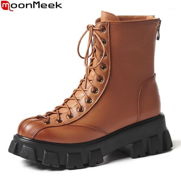 boots moonmeek 2021 genuine leather fashion lace up comfortable ladies shoes square heels round toe solid color ankle boots1, Black
boots moonmeek 2021 genuine leather fashion lace up comfortable ladies shoes square heels round toe solid color ankle boots1, Black