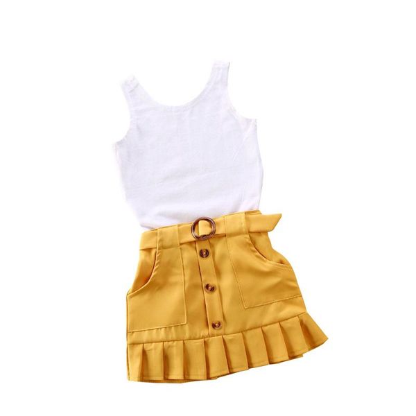clothing sets 2pcs toddler kids baby girl clothes sleeveless solid vest romper yellow pleated skirt summer outfit set, White
clothing sets 2pcs toddler kids baby girl clothes sleeveless solid vest romper yellow pleated skirt summer outfit set, White