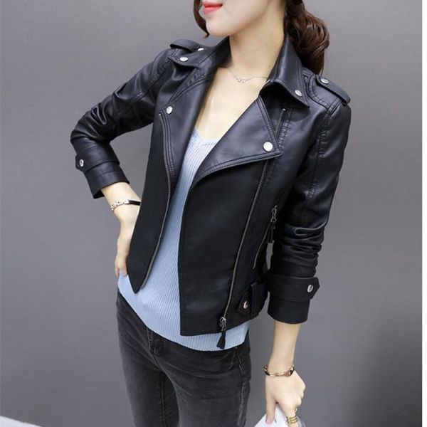 2020 new arrial female spring autumn pu leather jackets faux soft leather coat slim black rivet zipper motorcycle lady outwear
2020 new arrial female spring autumn pu leather jackets faux soft leather coat slim black rivet zipper motorcycle lady outwear