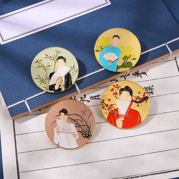 deyun society zhang yunlei mei lan zhu ju brooch metal badge crosstalk small accessories silk scarf collar pin round medal, Gray
deyun society zhang yunlei mei lan zhu ju brooch metal badge crosstalk small accessories silk scarf collar pin round medal, Gray