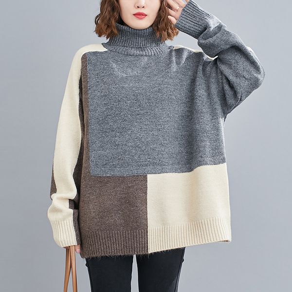 superaen winter new plus size splicing turtleneck slim casual pullover sweater women h1211, White;black
superaen winter new plus size splicing turtleneck slim casual pullover sweater women h1211, White;black