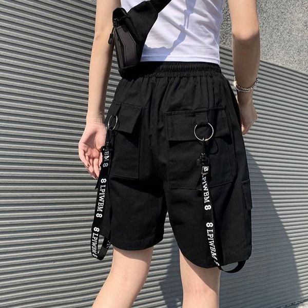 women's 2021 high-waisted new casual, fashionable, summer shorts, drawstring, for women, plus size, loose 94xc, White;black