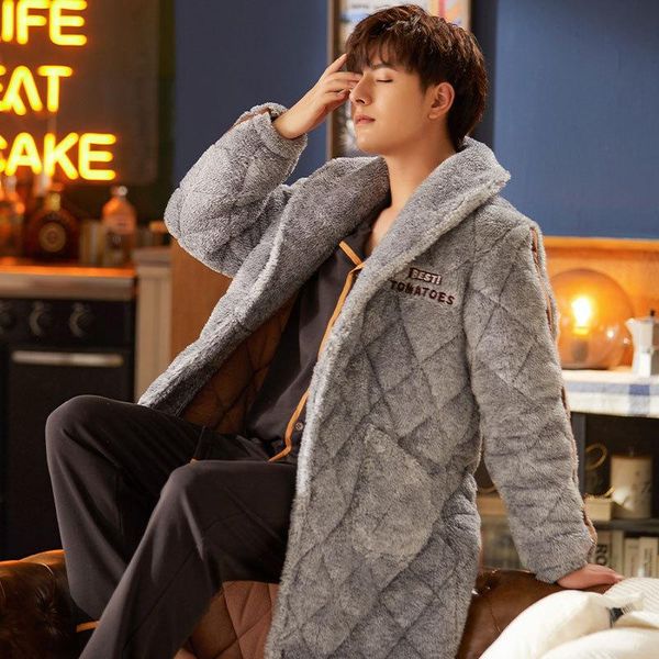 winter 3 layers thick nightgown for men flannel bathrobe large size xxxl long robe male loose home wear keep warm sleepwear gown, Black;brown
winter 3 layers thick nightgown for men flannel bathrobe large size xxxl long robe male loose home wear keep warm sleepwear gown, Black;brown