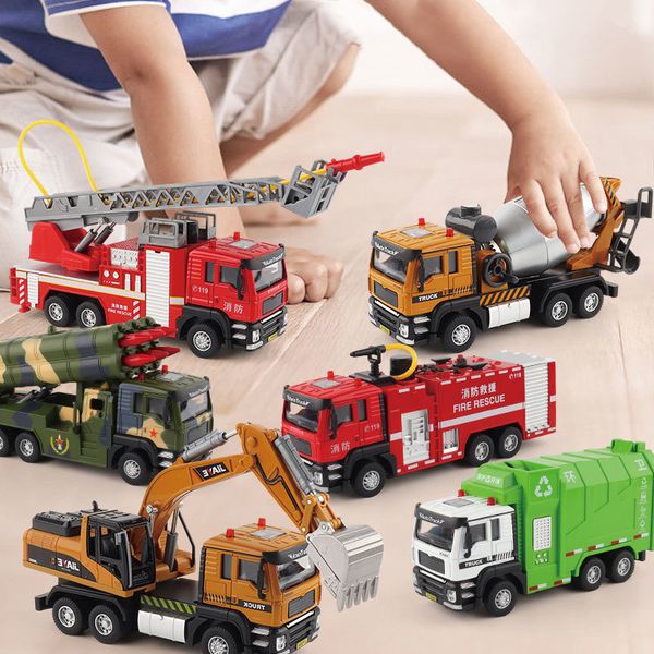 children's toy car metal engineering vehicle model excavator mixer garbage sprinkler fire truck