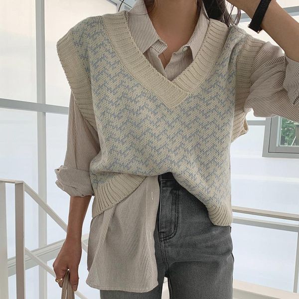 2020 new autumn winter women sweaters pullover simple v-neck sleeveless print vest knitting korean oversize wild knitwear, Black;white
2020 new autumn winter women sweaters pullover simple v-neck sleeveless print vest knitting korean oversize wild knitwear, Black;white