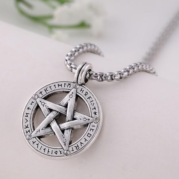 lemegeton viking pendant necklace steel chain necklace wicca pentacle pentagram pendant amulet, Silver
lemegeton viking pendant necklace steel chain necklace wicca pentacle pentagram pendant amulet, Silver
