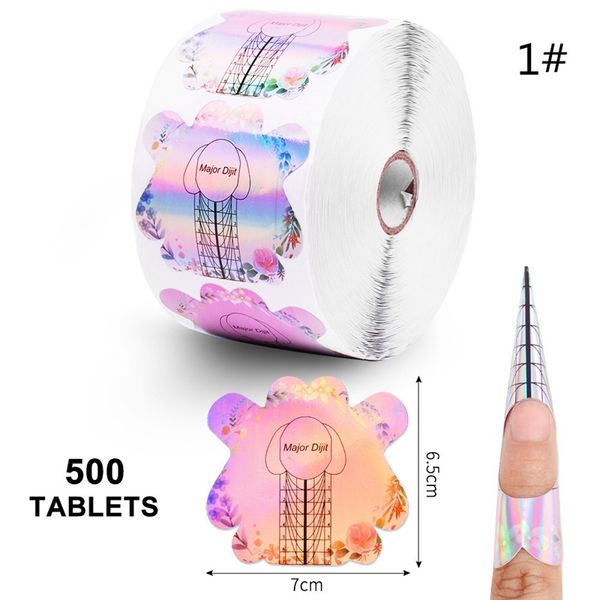 500pcs thicken nail form transparent laser nail art french acrylic uv gel tips extension sticker builder form guide stencil manicure tools, Black