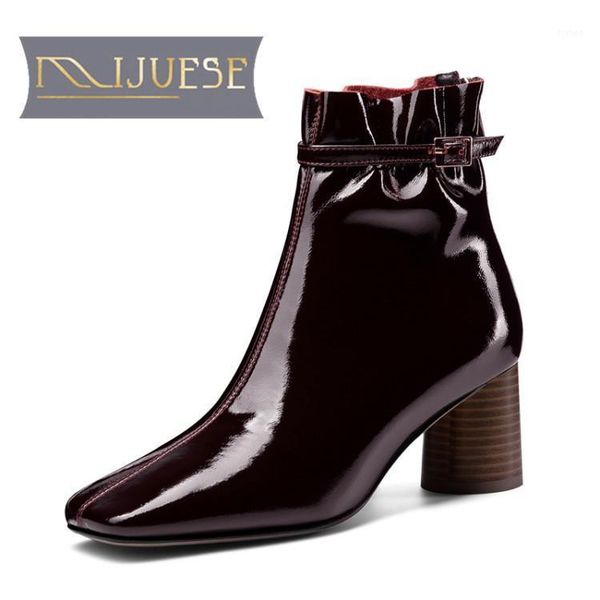 mljuese 2021 women ankle boots cow leather winter short plush square toe zipper buckle strap high heels female boots size 411, Black
mljuese 2021 women ankle boots cow leather winter short plush square toe zipper buckle strap high heels female boots size 411, Black