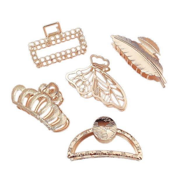 simple temperament metal clip gold-plated european and american style leaves spring clip butterfly crown top