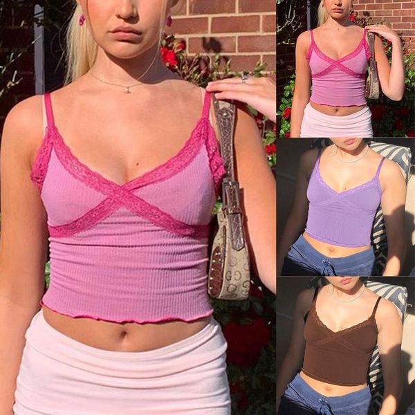 women tank sweet spaghetti strap deep v lace with lace y2k summer ribbed backless 90s bule crop streetwear, White
women tank sweet spaghetti strap deep v lace with lace y2k summer ribbed backless 90s bule crop streetwear, White