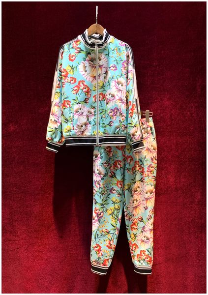 european and american women's clothing new 2021 spring long sleeved floral print zipper jacket nine minutes of pants fashion suits, White
european and american women's clothing new 2021 spring long sleeved floral print zipper jacket nine minutes of pants fashion suits, White