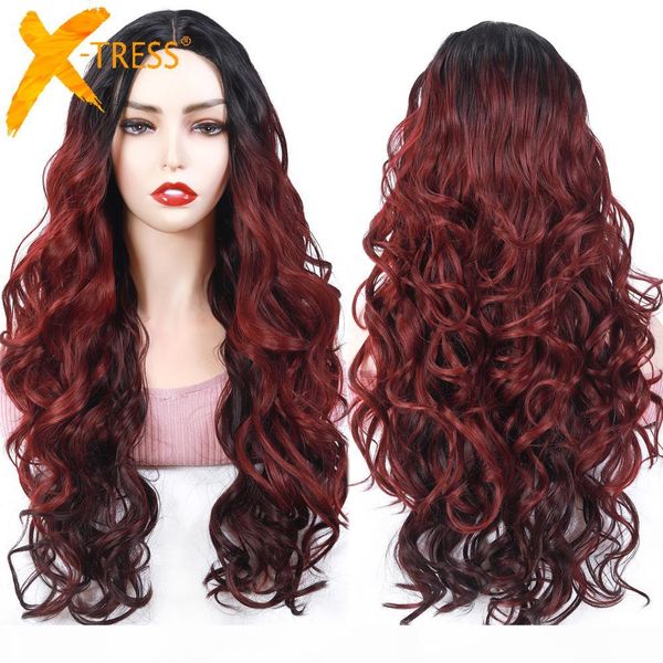 synthetic u part lace wig for black women long curly ombre burgundy red color hair wig with narutal hairline middle part x-tress
synthetic u part lace wig for black women long curly ombre burgundy red color hair wig with narutal hairline middle part x-tress