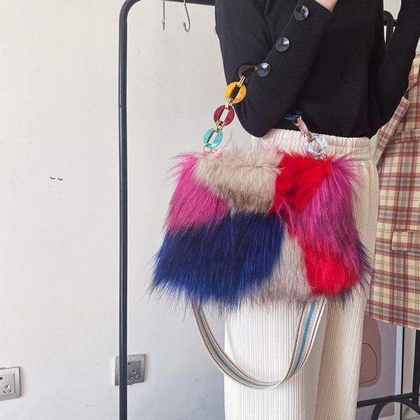 2021 INS Fashion Women Colorful Faux Fur Shoulder Bags Female Thick Acrylic Chain Underarm Bags Furry Fluffy Crossbody bolsas
2021 INS Fashion Women Colorful Faux Fur Shoulder Bags Female Thick Acrylic Chain Underarm Bags Furry Fluffy Crossbody bolsas