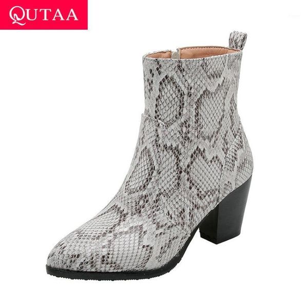 qutaa 2020 snakeskin pu leather pointed toe fashion ankle boots autumn winter square high heel zipper women shoes size 34-431, Black
qutaa 2020 snakeskin pu leather pointed toe fashion ankle boots autumn winter square high heel zipper women shoes size 34-431, Black