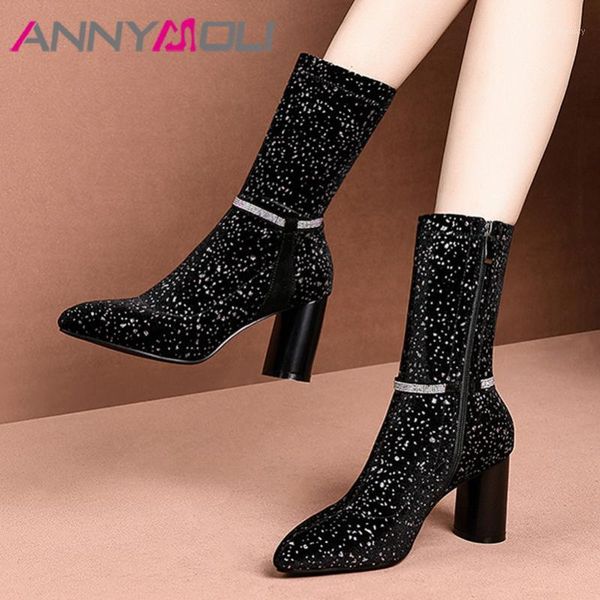 annymoli winter mid calf boots women mixed colors round high heel elastic boots zipper pointed toe shoes lady size 34-391, Black
annymoli winter mid calf boots women mixed colors round high heel elastic boots zipper pointed toe shoes lady size 34-391, Black