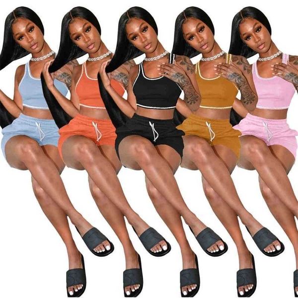 designers women tracksuits clothes 2022 summer wear sleeveless crop vest shorts two piece set plus size yoga outfits, Gray
designers women tracksuits clothes 2022 summer wear sleeveless crop vest shorts two piece set plus size yoga outfits, Gray