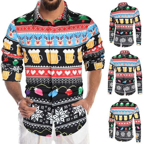 men's casual shirts 2021 autumn winter european american large size long-sleeved shirt lapel cardigan christmas print for men, White;black
men's casual shirts 2021 autumn winter european american large size long-sleeved shirt lapel cardigan christmas print for men, White;black