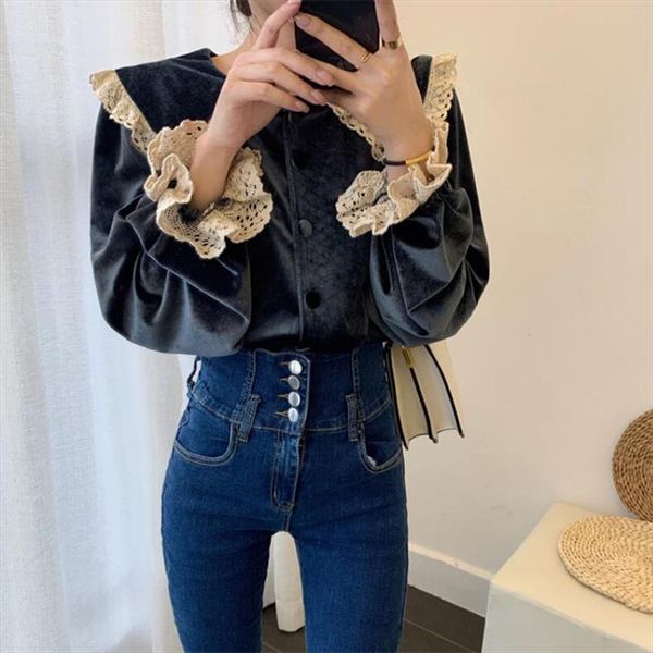gentle vintage lace velvet thicken 2020 plus peter pan collar sweet chic retro casual all match stylish blouses, White
gentle vintage lace velvet thicken 2020 plus peter pan collar sweet chic retro casual all match stylish blouses, White