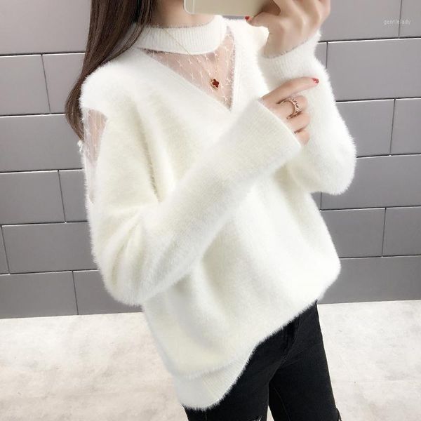 women's sweaters mink velvet sweater base shirt women 2021 autumn and winter lace imitation pullover women1, White;black
women's sweaters mink velvet sweater base shirt women 2021 autumn and winter lace imitation pullover women1, White;black