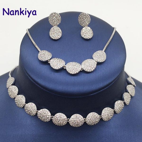 nankiya fashion bridal wedding jewelry set four pcs choker earring set round tennis adjustable micro zircon women sets nc465, Silver
nankiya fashion bridal wedding jewelry set four pcs choker earring set round tennis adjustable micro zircon women sets nc465, Silver