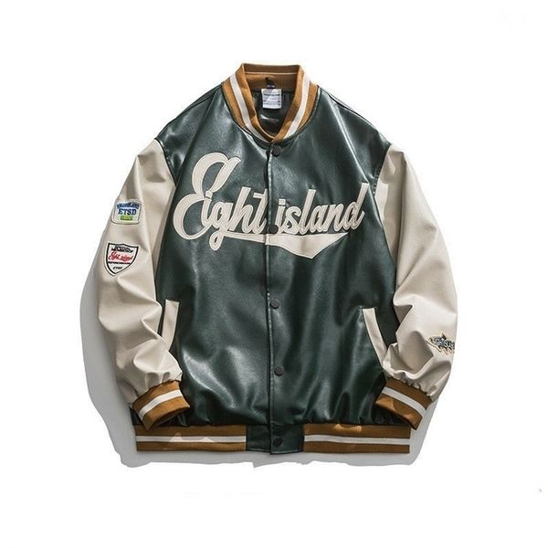 pu leather baseball jacket women trend patchwork letter embroidery cardigan coats male autumn casual loose mens jackets 220121, Black;brown
pu leather baseball jacket women trend patchwork letter embroidery cardigan coats male autumn casual loose mens jackets 220121, Black;brown