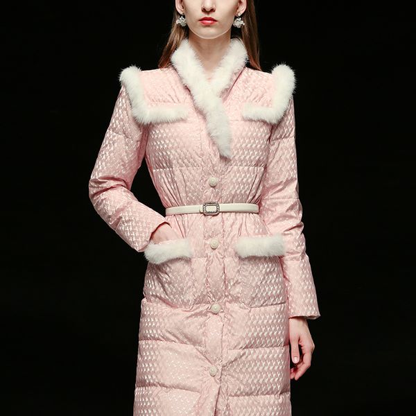 real winter rabbit skin sticthing long fluffy female coat was thin thick down parkas jacket with f2511 belt, Black
real winter rabbit skin sticthing long fluffy female coat was thin thick down parkas jacket with f2511 belt, Black