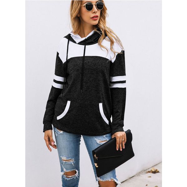 factory direct sale autumn and winter fashion color matching pocket hooded top, Black
factory direct sale autumn and winter fashion color matching pocket hooded top, Black