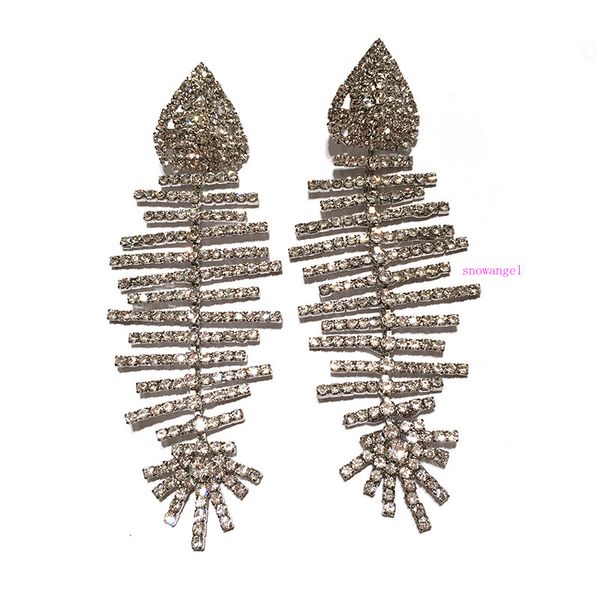 tiaodi exaggerated long temperament earrings for women's fashion show flash diamond big fish bone earrings, Silver
tiaodi exaggerated long temperament earrings for women's fashion show flash diamond big fish bone earrings, Silver