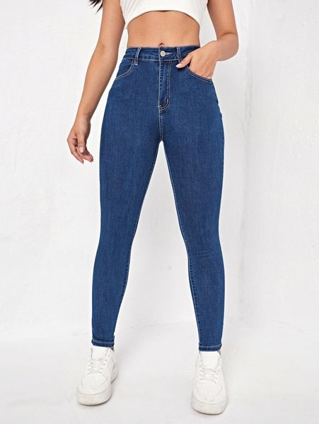 high waist skinny cropped jeans 94kq#, Blue
high waist skinny cropped jeans 94kq#, Blue