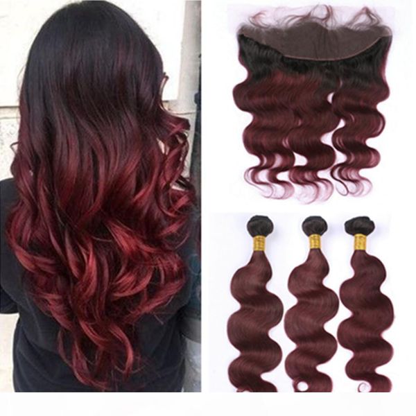 #1b 99j wine red two tone ombre virgin peruvian human hair weaves 3bundles with full frontal 13x4 burgundy ombre lace closure body wave, Black
#1b 99j wine red two tone ombre virgin peruvian human hair weaves 3bundles with full frontal 13x4 burgundy ombre lace closure body wave, Black