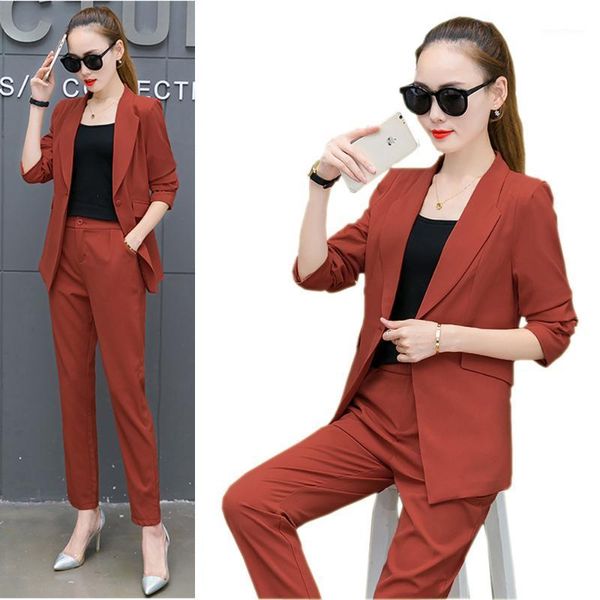 2 pcs/set women's korean casual long sleeve blazer suit set - blazer & tapered pant1, White
2 pcs/set women's korean casual long sleeve blazer suit set - blazer & tapered pant1, White