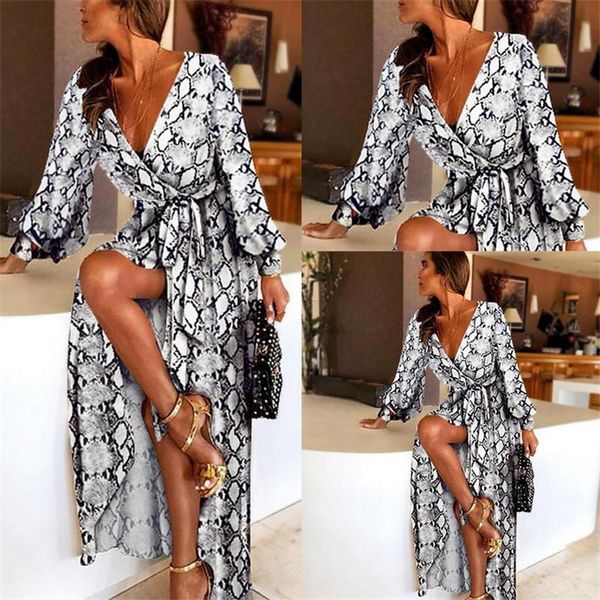 2021 summer women dress long sleeve v-neck snakeskin printed side split sundress lady summer holiday long maxi dress, Black;gray
2021 summer women dress long sleeve v-neck snakeskin printed side split sundress lady summer holiday long maxi dress, Black;gray