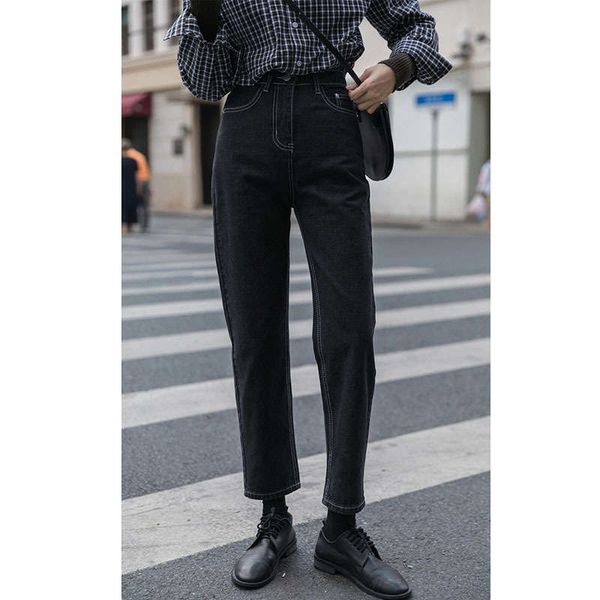 versatile dark black high waisted skinny jeans women's autumn and winter straight tube loose nine point pipe pants 2020 new style, Blue
versatile dark black high waisted skinny jeans women's autumn and winter straight tube loose nine point pipe pants 2020 new style, Blue