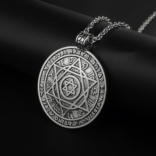 мода из нержавеющей стали колье пентаграмма кулон ожерелья цепь мужчин древнее серебряное цветовое созвездие религии украшения, Silver 
мода из нержавеющей стали колье пентаграмма кулон ожерелья цепь мужчин древнее серебряное цветовое созвездие религии украшения, Silver