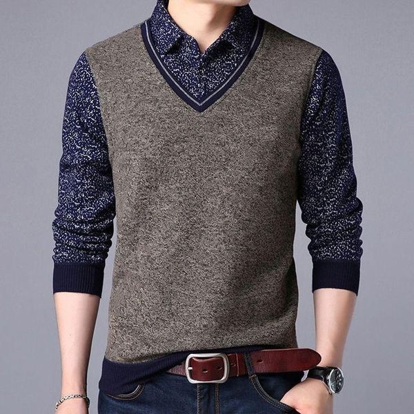 men's sweaters autumn and winter fake two piece t-shirt pullover sweater shirt collar middle-aged young people's undershirt, White;black
men's sweaters autumn and winter fake two piece t-shirt pullover sweater shirt collar middle-aged young people's undershirt, White;black