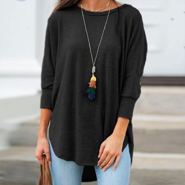 solid black shirt woman casual cotton o neck womens and blouses three quarter sleeve irregular women blouses tunic autumn, White
solid black shirt woman casual cotton o neck womens and blouses three quarter sleeve irregular women blouses tunic autumn, White