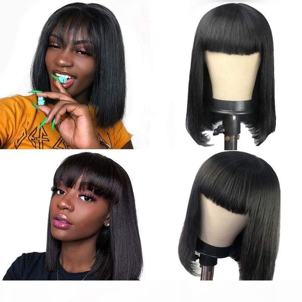 short bob human hair wigs brazilian straight bob with bangs silk base headspin wigs pre plucked hairline 150%, Black;brown
short bob human hair wigs brazilian straight bob with bangs silk base headspin wigs pre plucked hairline 150%, Black;brown