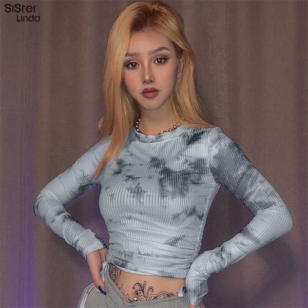 sisterlinda tie dye print knitting crop women t-shirt o-neck elasticity t shirt full sleeve skinny tshirt mujer tees y200412, White
sisterlinda tie dye print knitting crop women t-shirt o-neck elasticity t shirt full sleeve skinny tshirt mujer tees y200412, White