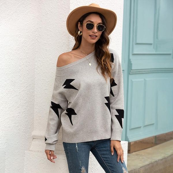 women's sweaters spring autumn 2021 printed round neck sweater shoulderless pullover jumper jersey female fashion clothing, White;black
women's sweaters spring autumn 2021 printed round neck sweater shoulderless pullover jumper jersey female fashion clothing, White;black