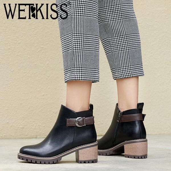 boots wetkiss round toe thick heel high shoes platform zip women ankle boot metal decor belt buckle bootie fashion non slip boot1, Black
boots wetkiss round toe thick heel high shoes platform zip women ankle boot metal decor belt buckle bootie fashion non slip boot1, Black