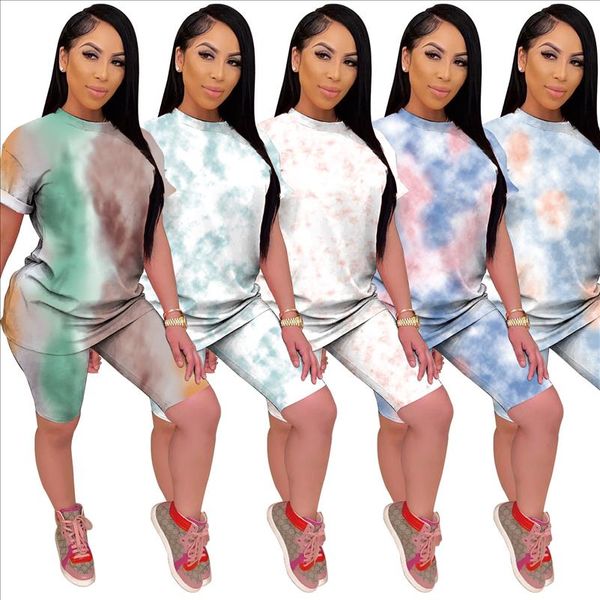 2021 summer sportwear women tie dyed print two pieces set short sleeve o neck shorts suits print sporty fitness outfits, Gray
2021 summer sportwear women tie dyed print two pieces set short sleeve o neck shorts suits print sporty fitness outfits, Gray