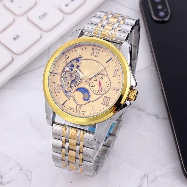 2021 luxury mens watches large flywheel five stitches automatic mechanical watch designer omg brand steel strap, Slivery;brown
2021 luxury mens watches large flywheel five stitches automatic mechanical watch designer omg brand steel strap, Slivery;brown