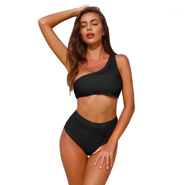 women's swimwear 2021 one-shoulder mesh stitching high waist two-piece bikini swimsuit suit solid color swimsuit1, White;black
women's swimwear 2021 one-shoulder mesh stitching high waist two-piece bikini swimsuit suit solid color swimsuit1, White;black