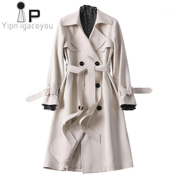 women long windbreaker classic turndown belt with double breasted trench coat women office lady business outerwear1, Tan;black
women long windbreaker classic turndown belt with double breasted trench coat women office lady business outerwear1, Tan;black