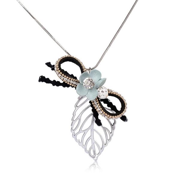1 pc random color leaf bowknot pendant long chain necklace fashion spring trendy women jewelry accessory clothing decoration, Silver
1 pc random color leaf bowknot pendant long chain necklace fashion spring trendy women jewelry accessory clothing decoration, Silver