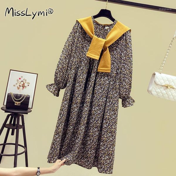 4xl plus size women korean two piece dress autumn 2020 yellow knitted shawl and long sleeve loose vintage floral midi dresses1, Black;gray
4xl plus size women korean two piece dress autumn 2020 yellow knitted shawl and long sleeve loose vintage floral midi dresses1, Black;gray